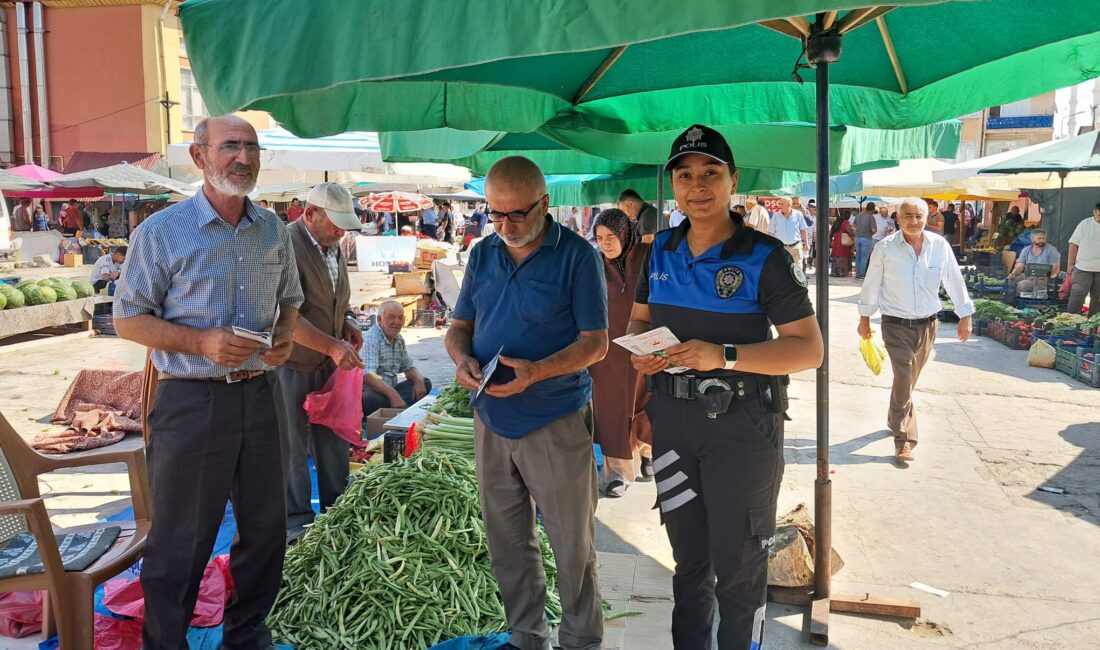 Yerköy’de çarşamba günü kurulan pazarda polis ekipleri, vatandaşlara hırsızlık ve