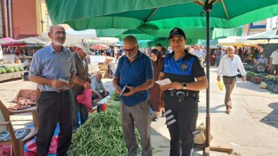 Yerköy’de çarşamba günü kurulan pazarda polis ekipleri, vatandaşlara hırsızlık ve