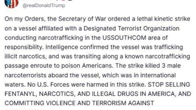 ABD Başkanı Trump, ABD ordusunun uyuşturucu taşıyan tekneye saldırı düzenleyerek