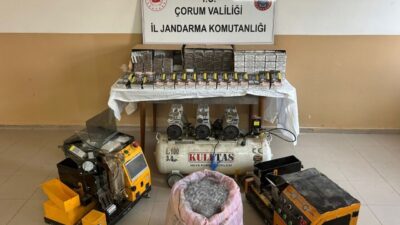 Çorum'un Alaca ilçesinde jandarma ekipleri tarafından gerçekleştirilen operasyonda, kaçak sigara