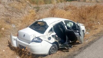Beypazarı Şehitler mevkiinde yapılan kaza sonucunda araç takla attı, 4