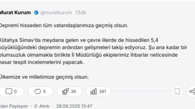 Bakan Murat Kurum, Kütahya Simav'da meydana gelen 5,4 büyüklüğündeki deprem
