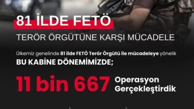 İçişleri Bakanı Ali Yerlikaya, FETÖ'ye karşı 11 bin 667 operasyon