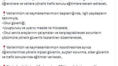 İçişleri Bakanı Ali Yerlikaya, 2025-2026 eğitim yılı için alınan asayiş