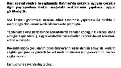 Batman'da sokakta uyuyan çocuk ve altı kardeşi devlet koruması altına