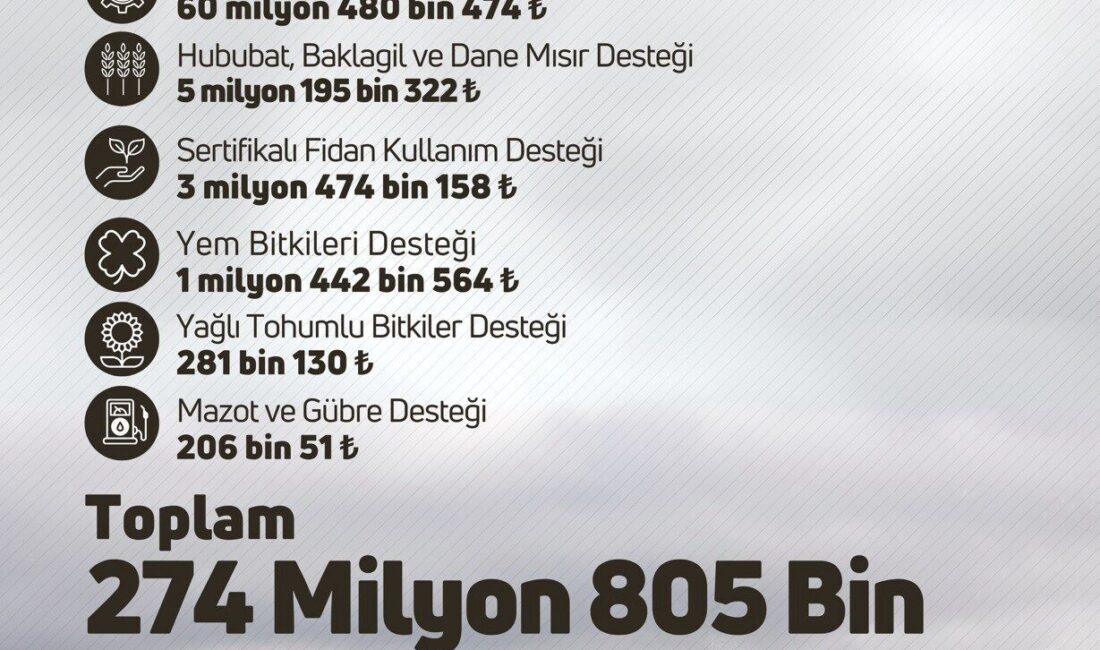 Tarım ve Orman Bakanı İbrahim Yumaklı, çiftçilere toplamda 274 milyon