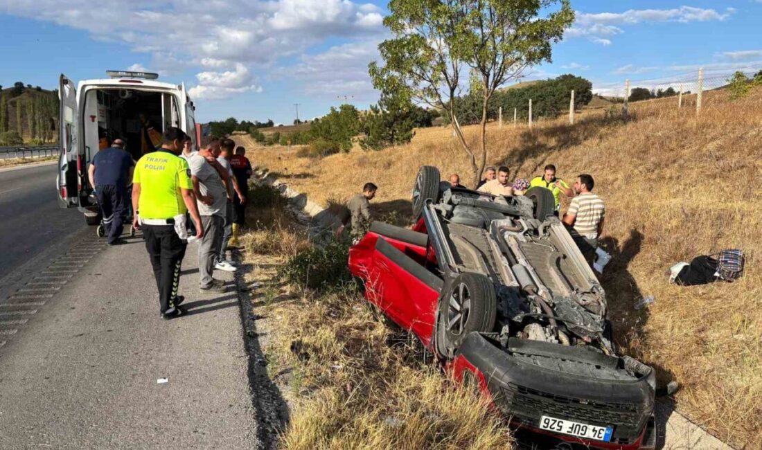 Çorum’un Sungurlu ilçesinde meydana gelen trafik kazasında, otomobil takla attı