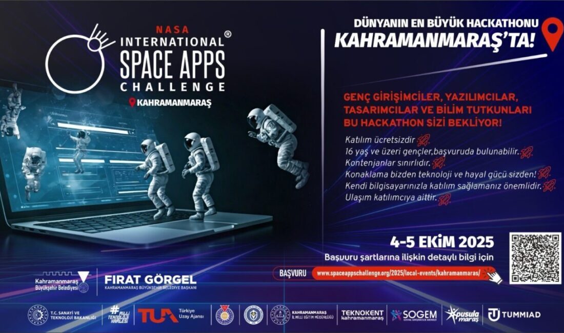 NASA, Kahramanmaraş'ta ilk defa düzenlenecek Space Apps Challenge'a başvurular açıldı.