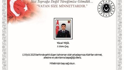 MSB, trafik kazasında şehit olan Jandarma Uzman Çavuş Yücel Yeşil