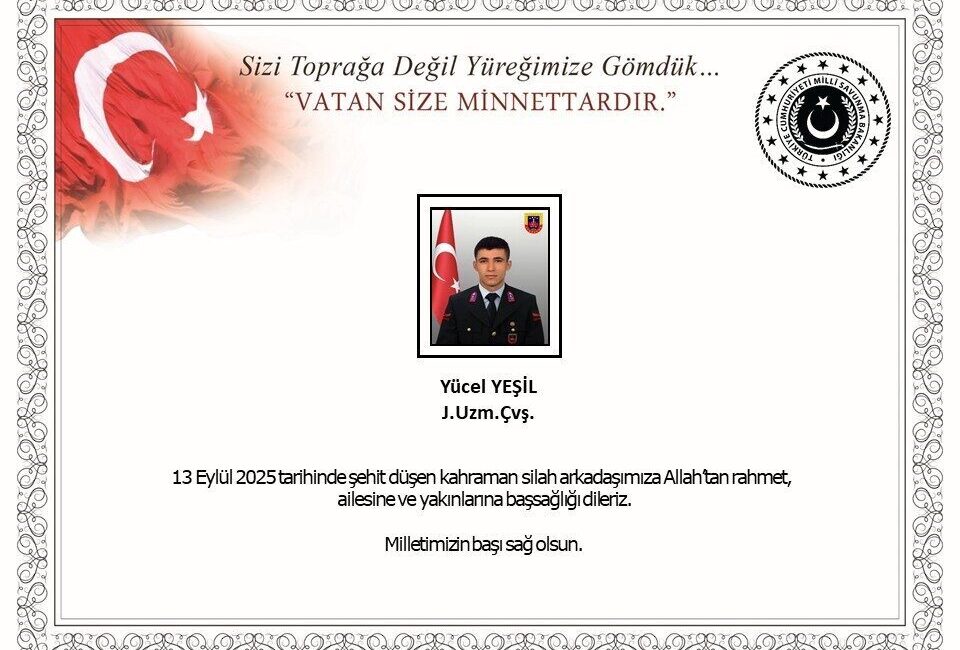 MSB, trafik kazasında şehit olan Jandarma Uzman Çavuş Yücel Yeşil