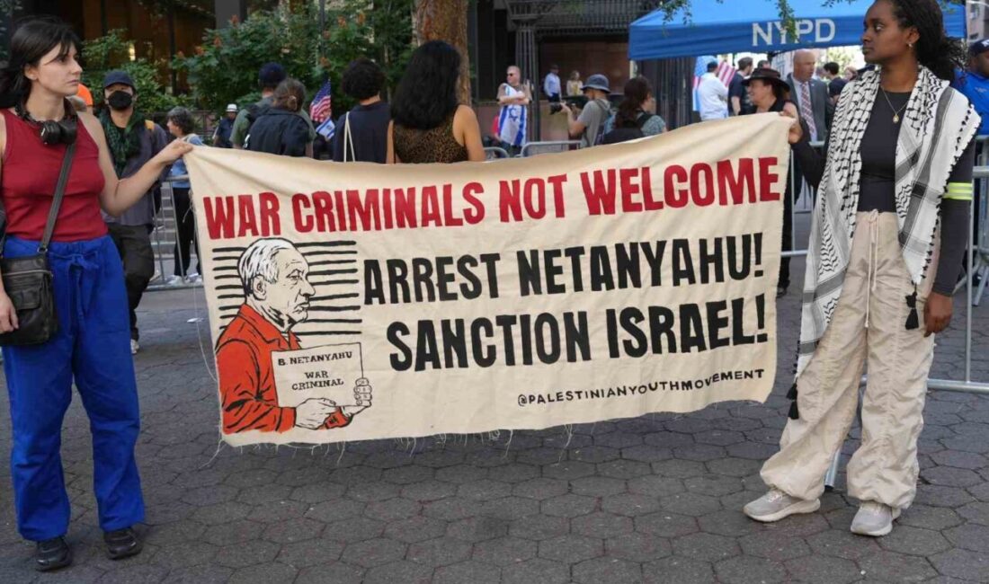 New York'ta binlerce Filistin destekçisi, İsrail Başbakanı Benjamin Netanyahu'ya karşı