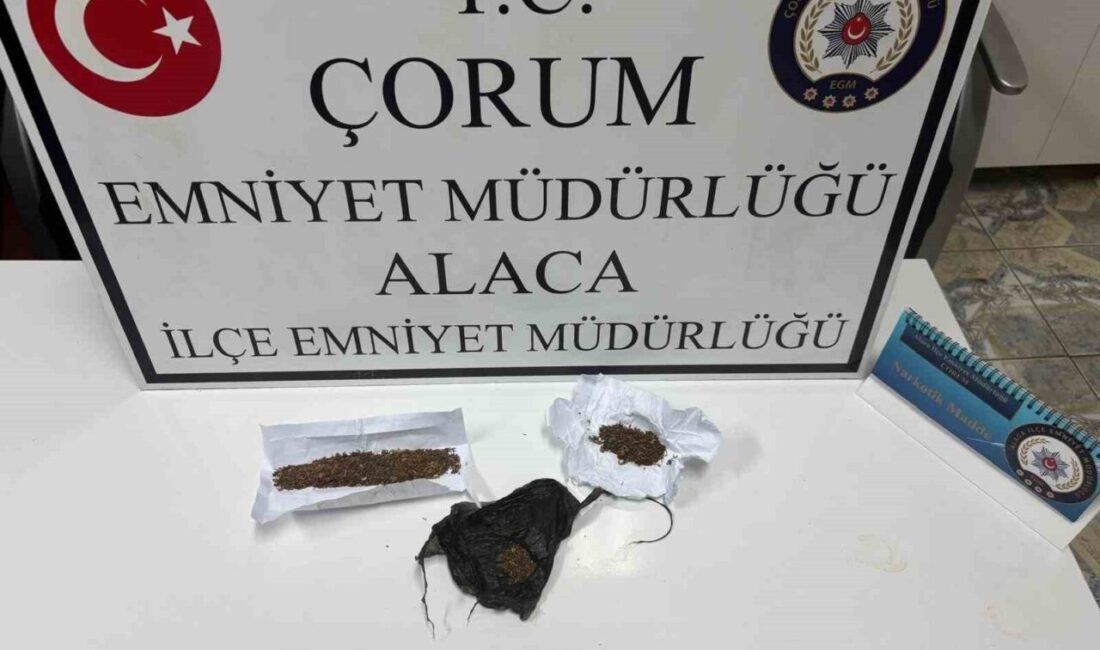 Çorum'un Alaca ilçesinde polis ekipleri, araçtan uyuşturucu attığını fark ederek