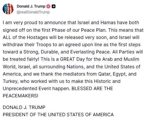 ABD Başkanı Trump, Gazze Planı'nda İsrail ve Hamas'ın ilk aşamayı