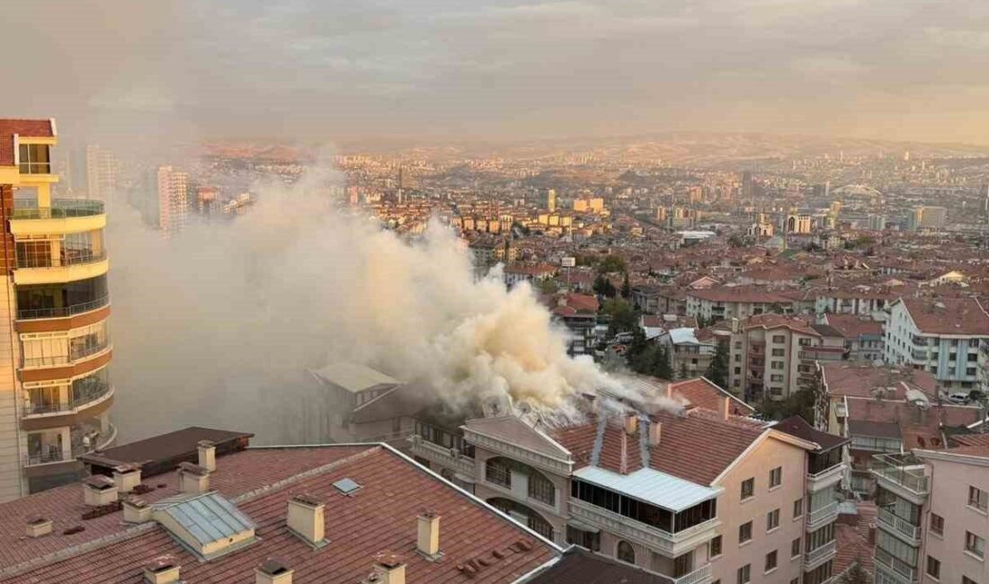 Ankara’nın Keçiören ilçesinde 7 katlı bir binanın çatı katında çıkan