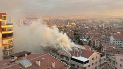 Ankara’nın Keçiören ilçesinde 7 katlı bir binanın çatı katında çıkan