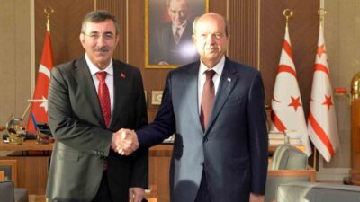 Cumhurbaşkanı Yardımcısı Cevdet Yılmaz, Kuzey Kıbrıs Cumhurbaşkanı Ersin Tatar ile