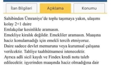 Ticaret Bakanlığı, "emekliye kiralık değil" ibaresiyle yapılan konut ilanını inceleyerek