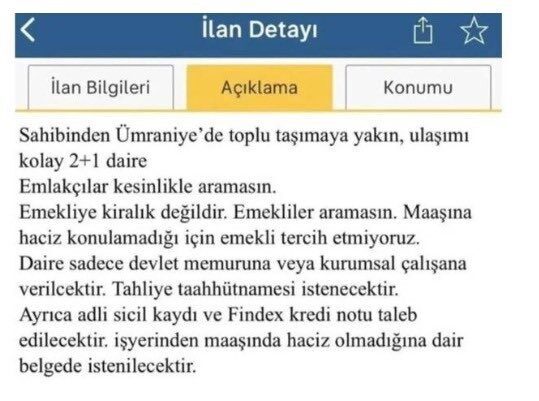 Ticaret Bakanlığı, "emekliye kiralık değil" ibaresiyle yapılan konut ilanını inceleyerek