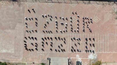 Kırıkkale'deki öğrenciler Filistin'e destek için "Özgür Gazze" yazıları ve etkinlikler