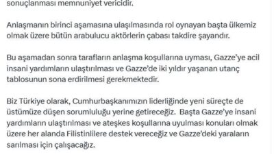Cumhurbaşkanlığı İletişim Başkanı Burhanettin Duran, İsrail ile Hamas arasındaki müzakerelerin