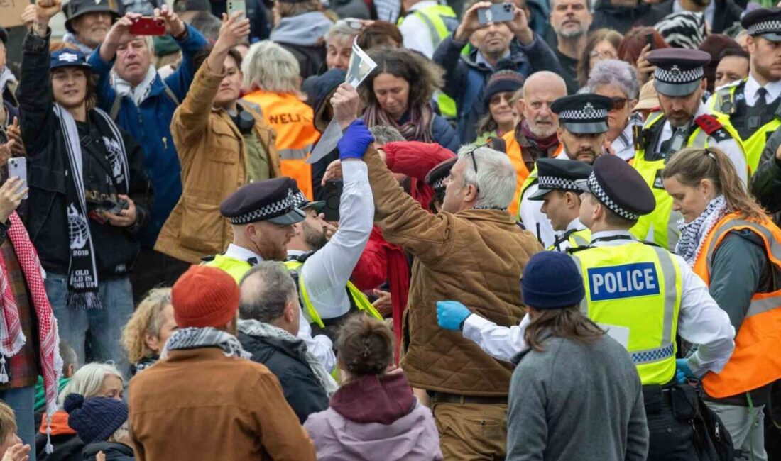İngiltere'nin başkenti Londra'da Filistin Eylemi grubuna destek veren protestolarda 492