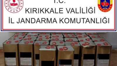 Kırıkkale'de jandarma ekipleri, bir kargo şubesinde 170 litre kaçak etil