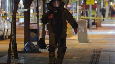 Kırıkkale’nin en işlek noktalarından Zafer Caddesi’nde kaldırıma bırakılan şüpheli çanta