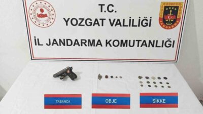 Yozgat'ta jandarma ekipleri, Sorgun ilçesinde durdurulan araçta sikke ve tarihi