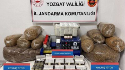 Yozgat’ın Akdağmadeni ilçesinde Jandarma ekiplerinin düzenlediği operasyonda kaçak tütün mamulleri