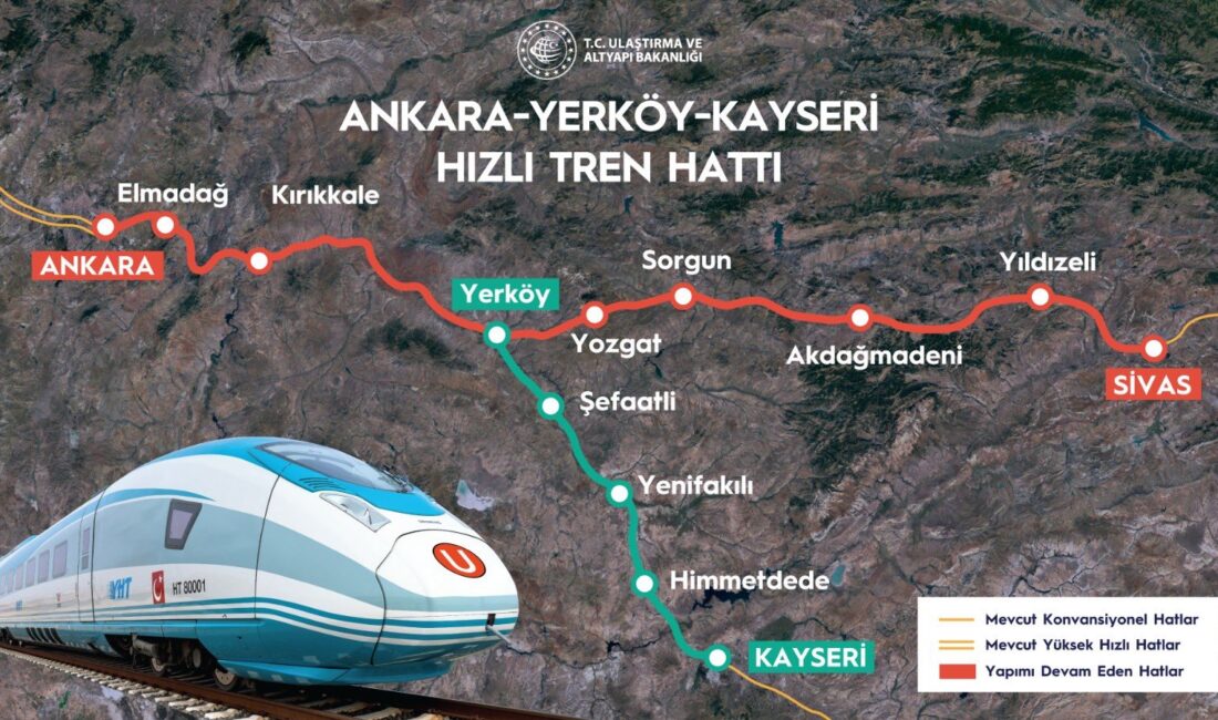 Edinilen bilgilere göre, Yerköy’ü Kayseri ve Ankara’ya yüksek hızlı tren