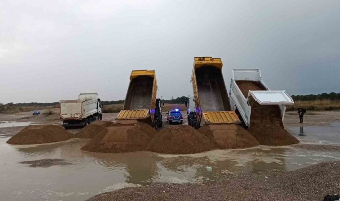 Manavgat ilçesindeki bir inşaat alanından çalınan plaj kumları, hırsızlar tarafından