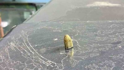 Hopa ilçesinde, park halindeki bir araca atılan maganda kurşunu, aracın