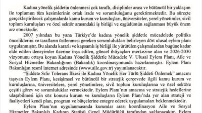 Aile ve Sosyal Hizmetler Bakanı Mahinur Özdemir Göktaş, ‘Kadına Yönelik