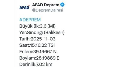 Afet ve Acil Durum Yönetimi Başkanlığı (AFAD) Balıkesir’in Sındırgı ilçesinde
