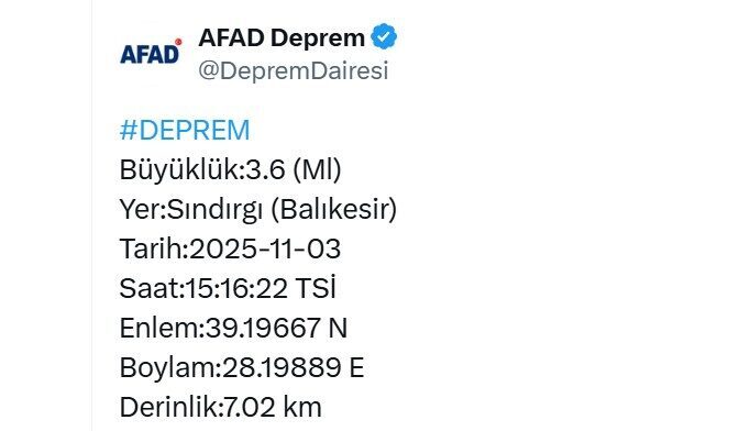 Afet ve Acil Durum Yönetimi Başkanlığı (AFAD) Balıkesir’in Sındırgı ilçesinde