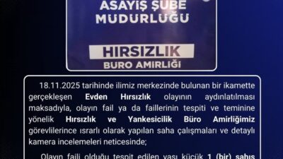 Evden hırsızlık suçunu işleyen bir kişi Bingöl’ün merkezinde yapılan polis