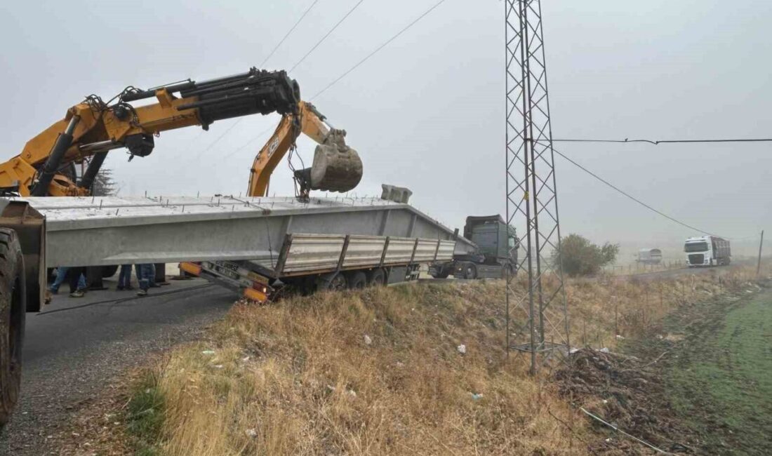 Bingöl’de bir çiftlik için çatı bloğu taşıyan bir tır, virajı