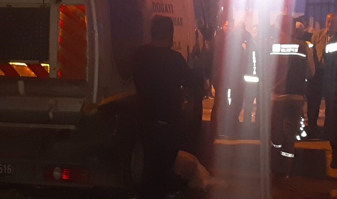Karacabey ilçesinde, pazar yerinde geri manevra yapan bir çöp kamyonunun