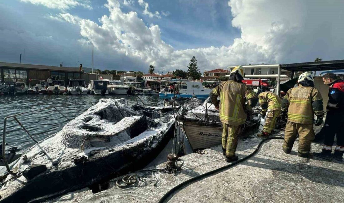 Çeşme ilçesinde bulunan bir plajda meydana gelen yangında, 7 özel