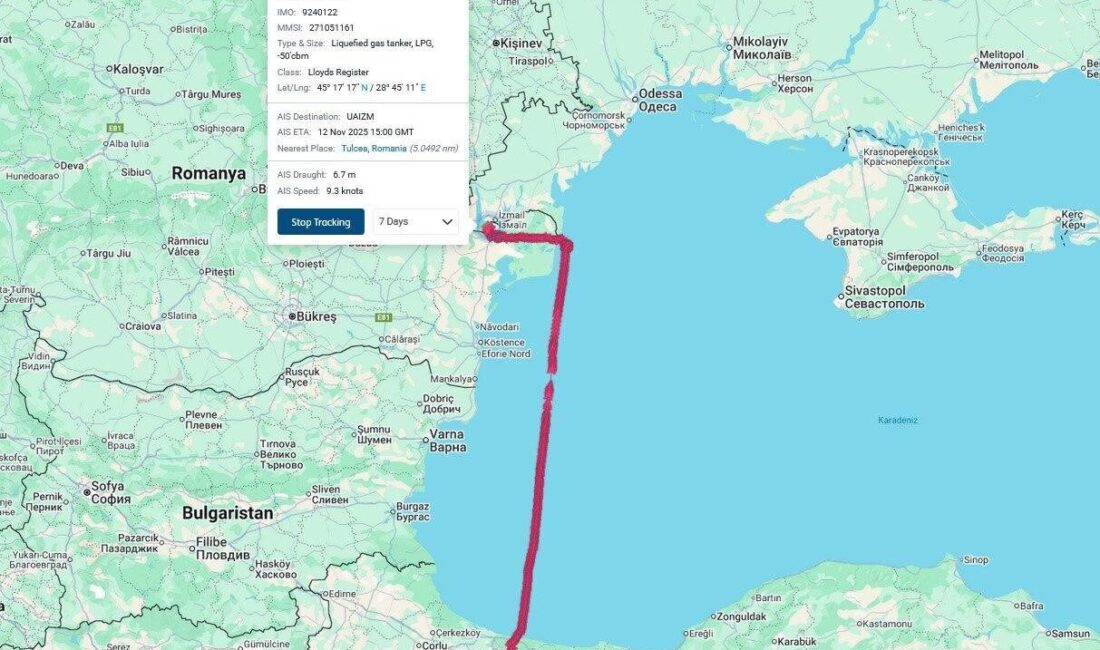 Denizcilik Genel Müdürlüğü, “ORINDA adlı LPG gemisi Ukrayna İzmail Limanında