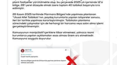 Dezenformasyonla Mücadele Merkezi (DMM) tarafından yapılan açıklamada, Büyük Marmara Depremi