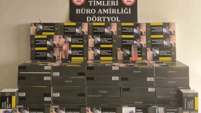 Hatay’ın Dörtyol ilçesinde kaçakçılıkla mücadele kapsamında gerçekleştirilen operasyonda 100 karton