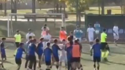 Gaziantep’te gerçekleşen U-16 maçının ardından iki takımın futbolcuları arasında çıkan