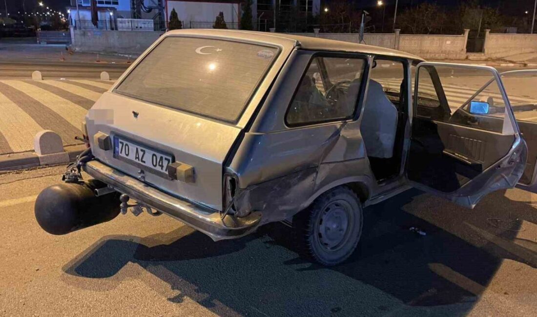 Karaman’da yaşanan trafik kazasında iki otomobil kavşakta çarpıştı ve bu