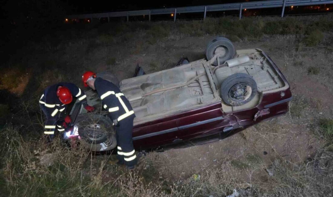 Kırıkkale’de kontrolden çıkan otomobilin takla atarak şarampole devrildiği kazada sürücü