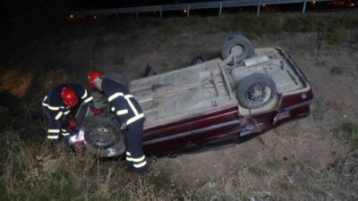 Kırıkkale’de kontrolden çıkan otomobilin takla atarak şarampole devrildiği kazada sürücü