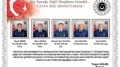 Milli Savunma Bakanlığı (MSB) askeri kargo uçağının Gürcistan-Azerbaycan sınırında düşmesi
