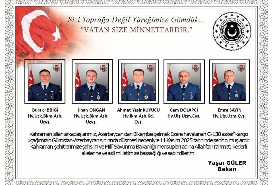 Milli Savunma Bakanlığı (MSB) askeri kargo uçağının Gürcistan-Azerbaycan sınırında düşmesi