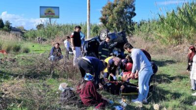 Antalya’nın Serik ilçesinde aynı aileden üç kişinin yaralandığı bir kaza