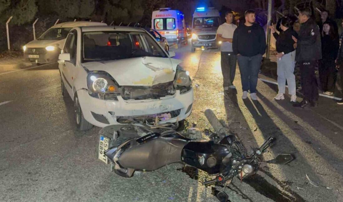Samsun’da motosiklet ile otomobil çarpışması sonucu 23 yaşındaki sürücü ağır